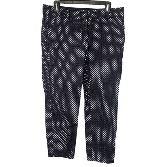 Ann Taylor “Cambridge Crop” Flat Front Ankle Blue w/White Polka Dots Size 8 - Picture 1 of 4